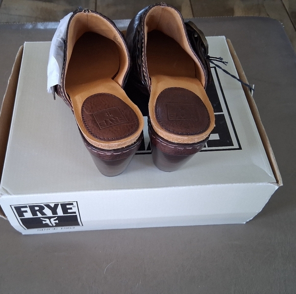 Frye Candice Brown Leather Mules with Buckle - Picture 5 of 5